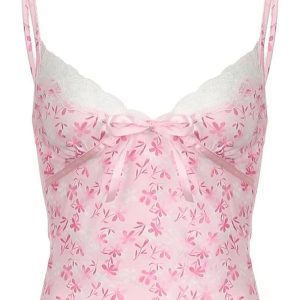 Pink Petal Lace Trim Top - Trendy Y2K Outfits for Women & Girls