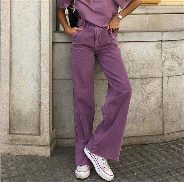 Purple Aesthetic High Waisted Jeans - Y2K Outfits for Women & Girls