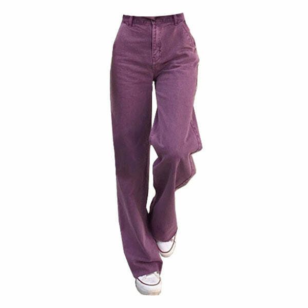 Purple Aesthetic High Waisted Jeans - Y2K Outfits for Women & Girls