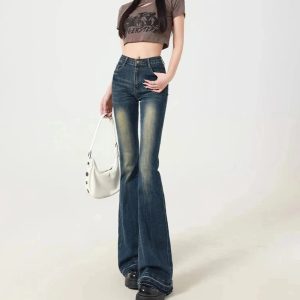 Retro Embroidered Flare Jeans - Y2K Outfits for Women, Cute & Aesthetic