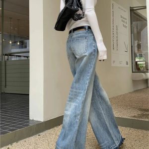 Retro High-Waisted Wide-Leg Jeans for Y2K Outfits Women & Girls