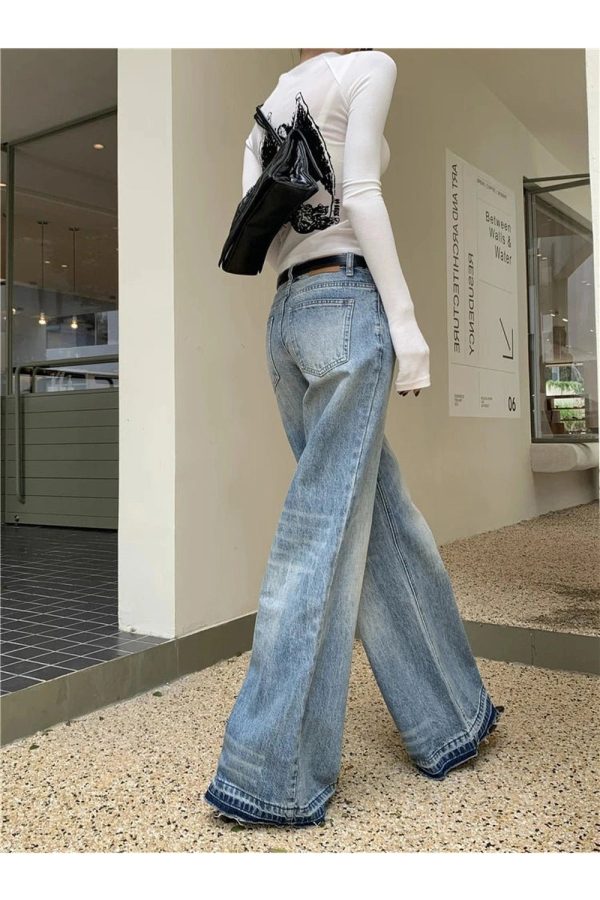 Retro High-Waisted Wide-Leg Jeans for Y2K Outfits Women & Girls