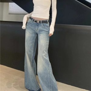 Retro High-Waisted Wide-Leg Jeans for Y2K Outfits Women & Girls