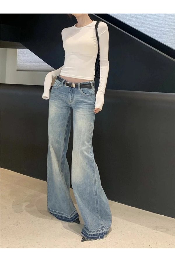 Retro High-Waisted Wide-Leg Jeans for Y2K Outfits Women & Girls