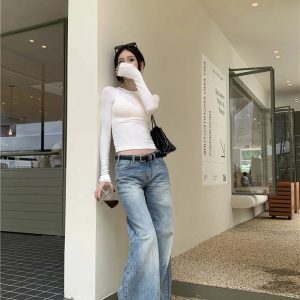 Retro High-Waisted Wide-Leg Jeans for Y2K Outfits Women & Girls