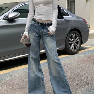 Retro High-Waisted Wide-Leg Jeans for Y2K Outfits Women & Girls