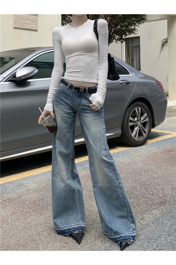 Retro High-Waisted Wide-Leg Jeans for Y2K Outfits Women & Girls