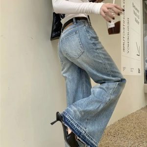 Retro High-Waisted Wide-Leg Jeans for Y2K Outfits Women & Girls