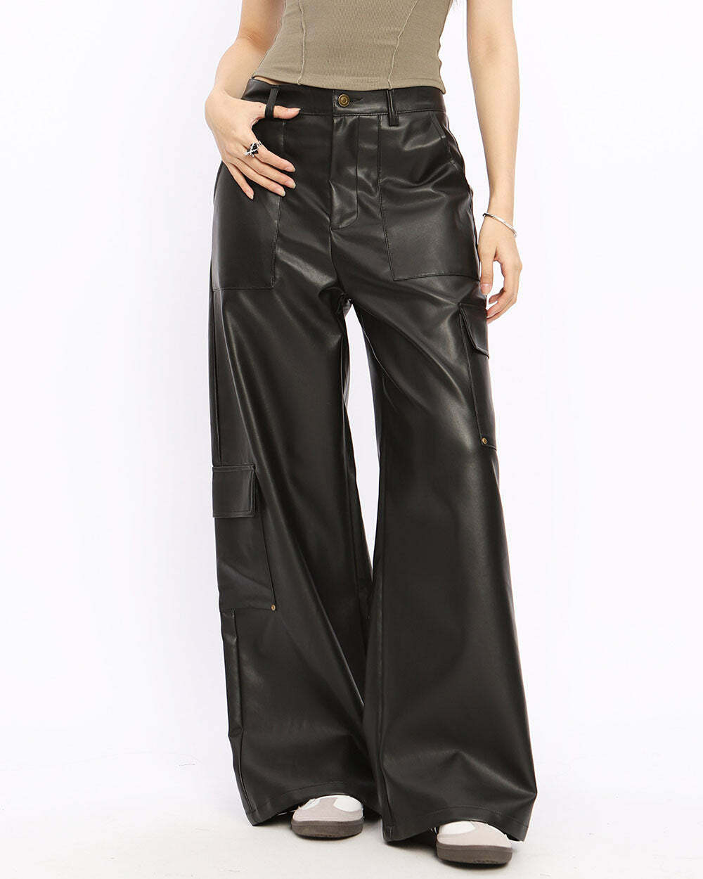 Rock The Scen Leather Trousers - Y2K Outfits for Women, Emo & Grunge Style