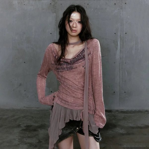 Rustic Dystopia Top - Trendy Y2K Outfits for Women, Emo & Club Styles