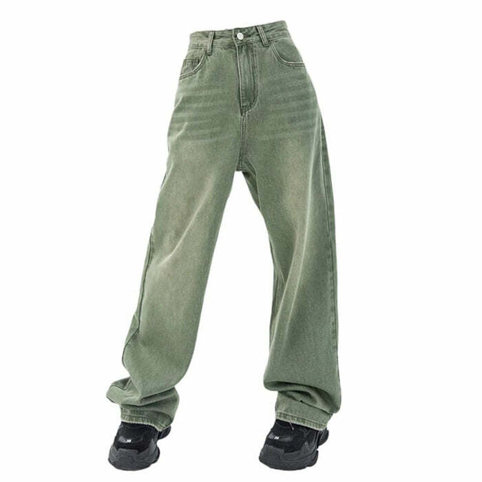 Sage Green Baggy Jeans - Trendy Y2K Outfits for Women & Girls