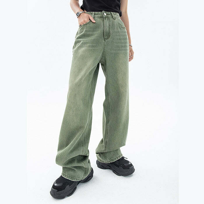 Sage Green Baggy Jeans - Trendy Y2K Outfits for Women & Girls