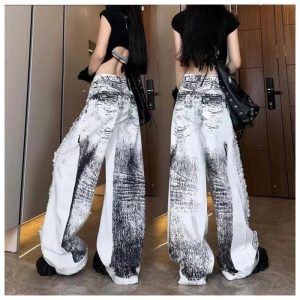 Shattered Chaos Ripped Jeans - Trendy Y2K Outfits for Women