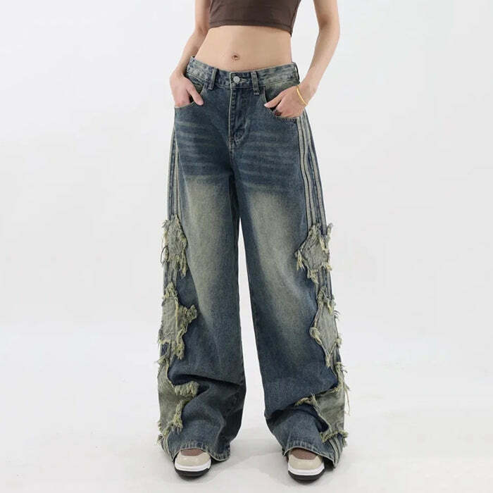 Side Stripe Star Jeans - Trendy Y2K Outfits for Women, Cute & Aesthetic