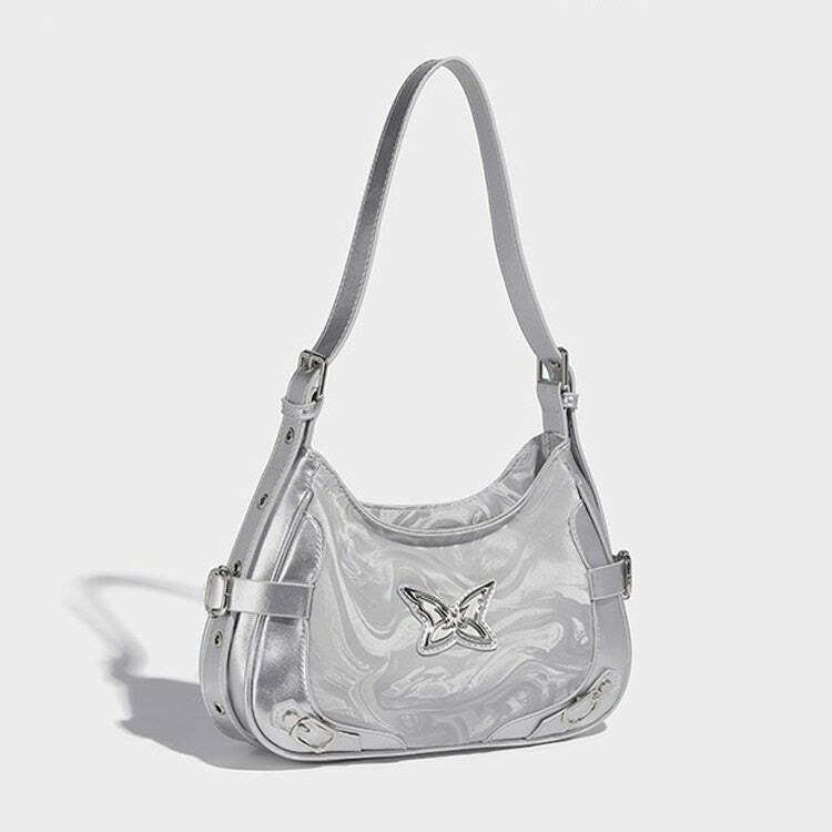 Silver Butterfly Shoulder Bag - Y2K Outfits Women’s Fashion Accessory