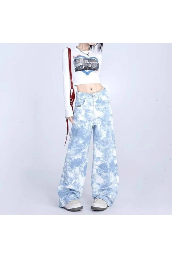 Sky Wash Wide-Leg Jeans - Trendy Y2K Outfits for Women & Girls