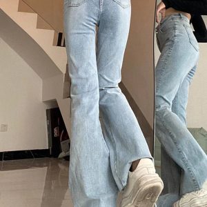 Skywave Stitch Flare Jeans - Trendy Y2K Outfits for Women & Girls