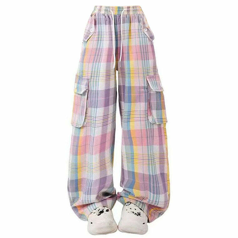 Soft Girl Plaid Cargo Pants - Trendy Y2K Outfits for Women & Girls