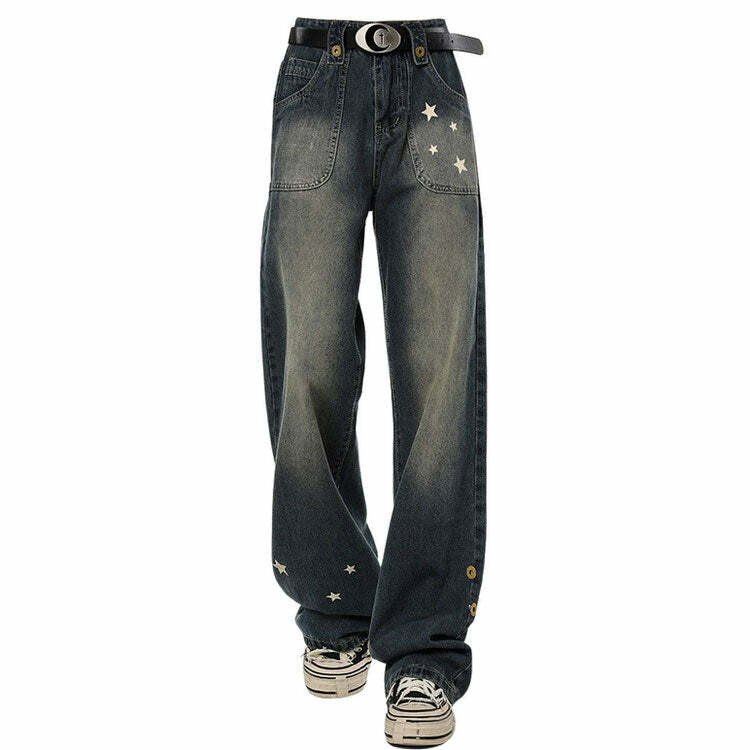 Star Child Wide Leg Jeans - Trendy Y2K Outfits for Women & Girls