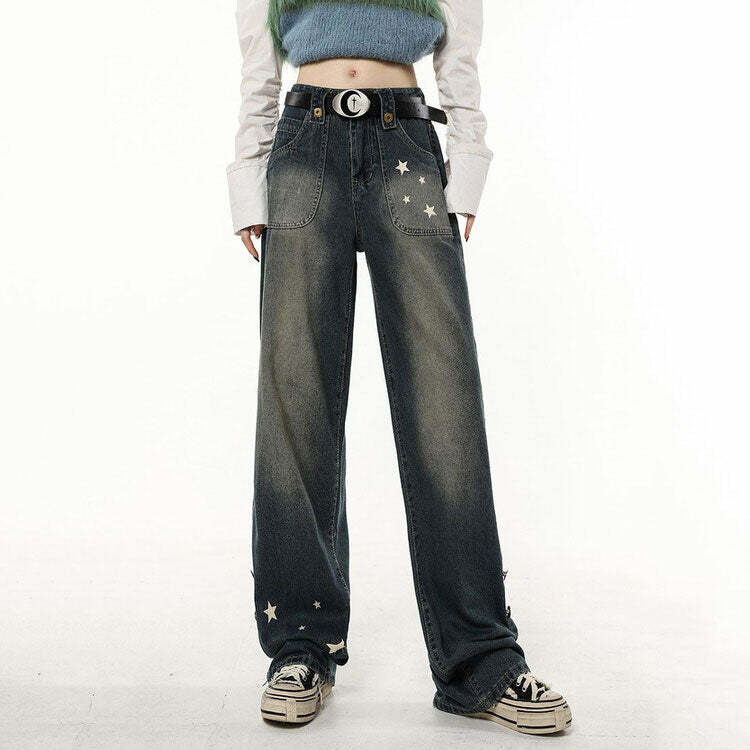 Star Child Wide Leg Jeans - Trendy Y2K Outfits for Women & Girls