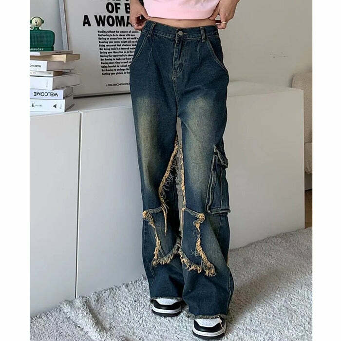 Star Girl Cargo Jeans - Trendy Y2K Outfits for Women, Emo & Club Style