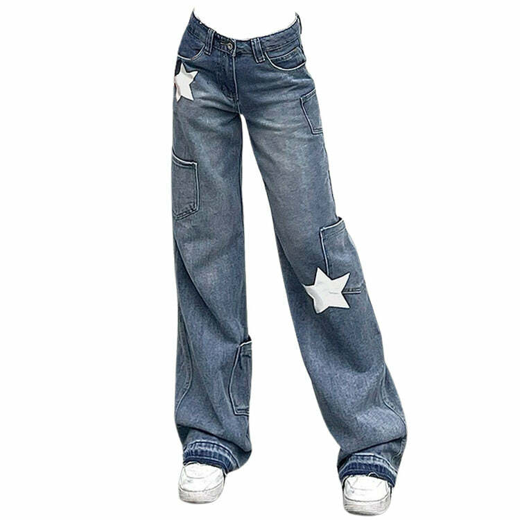 Star Print Y2K Style Jeans for Women - Trendy Y2K Outfits Aesthetic