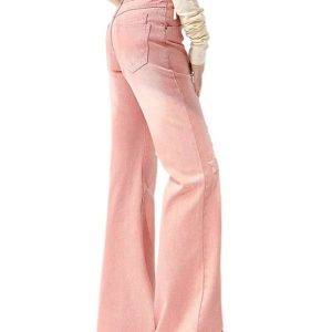 Starry Pink Distressed Jeans - Trendy Y2K Outfits for Women