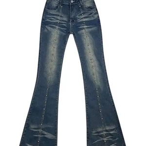 Stellar Studded Flare Jeans - Trendy Y2K Outfits for Women & Girls