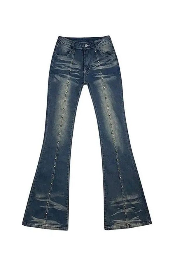 Stellar Studded Flare Jeans - Trendy Y2K Outfits for Women & Girls