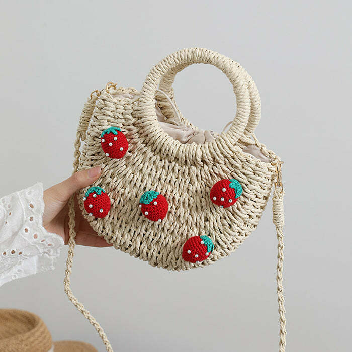 Strawberry Straw Bag - Trendy Y2K Outfits for Women, Cute & Aesthetic