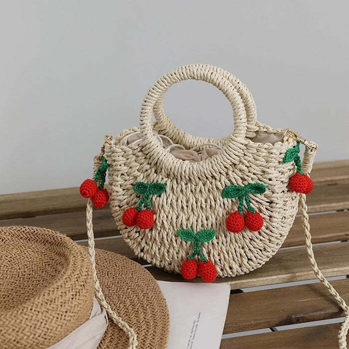 Strawberry Straw Bag - Trendy Y2K Outfits for Women, Cute & Aesthetic