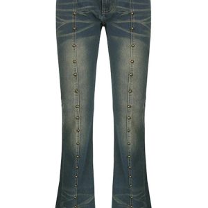 Studded Midnight Flare Jeans - Trendy Y2K Outfits for Women