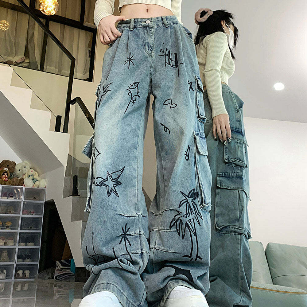 Urban Art Cargo Jeans - Trendy Y2K Outfits for Women & Street Style