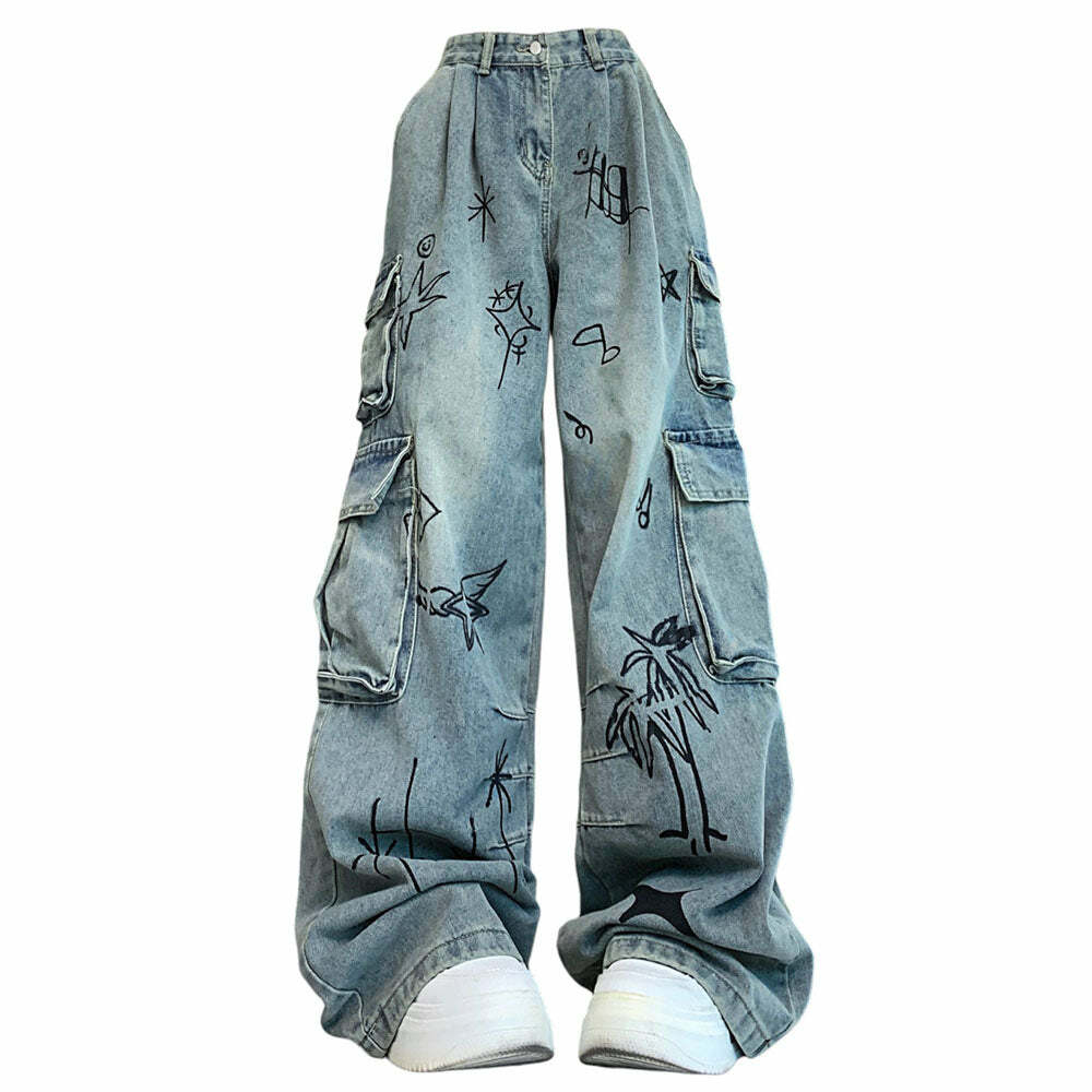 Urban Art Cargo Jeans - Trendy Y2K Outfits for Women & Street Style