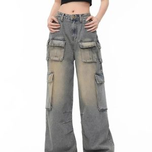 Urban Explorer Cargo Jeans - Trendy Y2K Outfits for Women & Girls