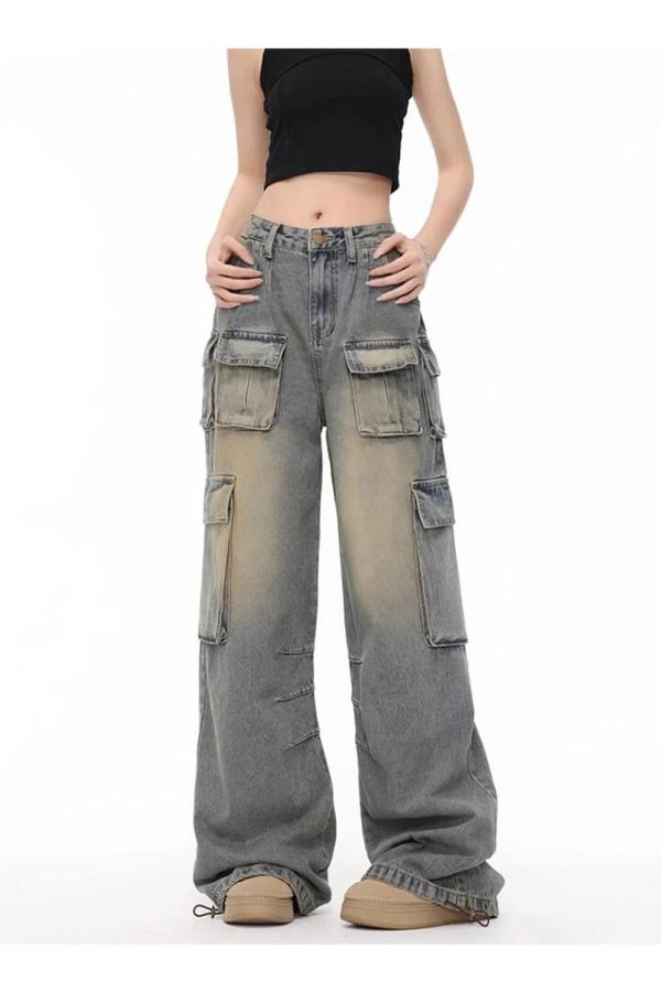 Urban Explorer Cargo Jeans - Trendy Y2K Outfits for Women & Girls