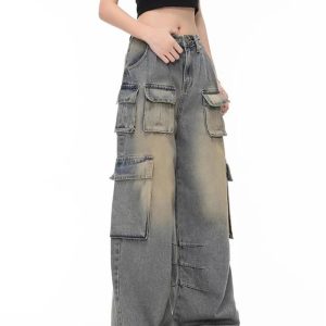 Urban Explorer Cargo Jeans - Trendy Y2K Outfits for Women & Girls