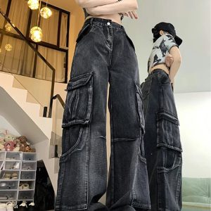 Urban Utility Cargo Jeans - Trendy Y2K Outfits for Women & Girls