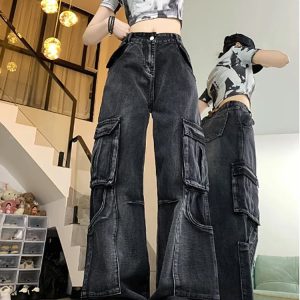 Urban Utility Cargo Jeans - Trendy Y2K Outfits for Women & Girls