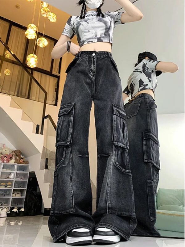 Urban Utility Cargo Jeans - Trendy Y2K Outfits for Women & Girls