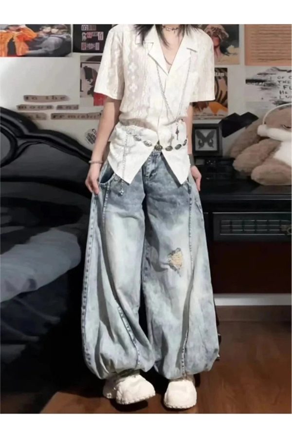 Vintage Balloon Wide-Leg Jeans - Y2K Outfits for Women, Cute & Trendy