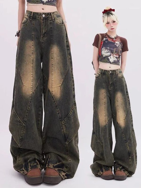 Vintage Fade Patchwork Jeans - Y2K Outfits for Women, Cute & Aesthetic