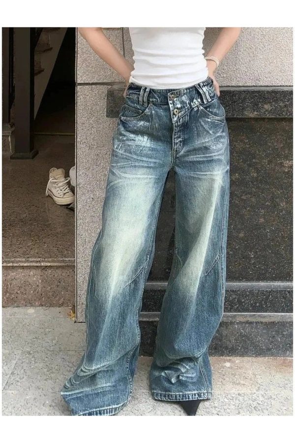 Vintage Fade Wide-Leg Jeans - Y2K Outfits for Women, Cute & Aesthetic