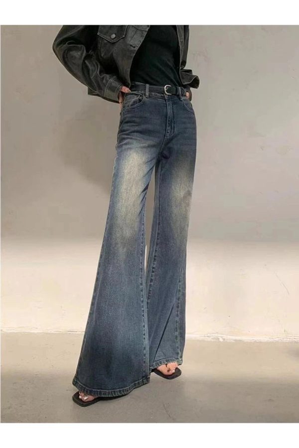 Vintage Horizon Flare Jeans - Y2K Outfits for Women, Retro Style Fashion