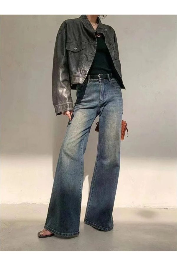 Vintage Horizon Flare Jeans - Y2K Outfits for Women, Retro Style Fashion