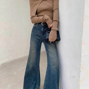 Vintage Horizon Flare Jeans - Y2K Outfits for Women, Retro Style Fashion