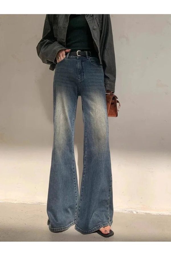 Vintage Horizon Flare Jeans - Y2K Outfits for Women, Retro Style Fashion