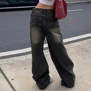 Vintage Washed Baggy Jeans - Y2K Outfits for Women, Cute & Aesthetic