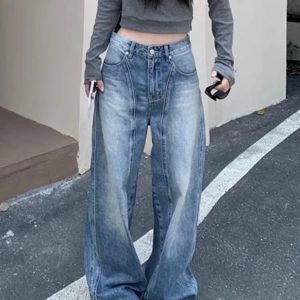 Vintage Washed Wide-Leg Jeans - Y2K Outfits for Women, Cute & Aesthetic