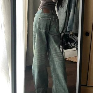 Vintage Washed Wide-Leg Jeans - Y2K Outfits for Women, Cute & Aesthetic